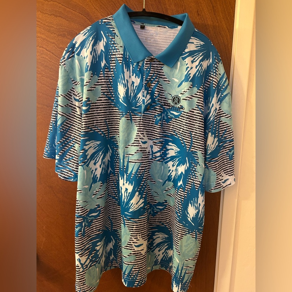 Tropical Blue and Green Polo Shirt